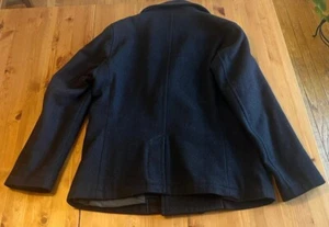 Banana Republic Mens Wool Peacoat Double Breasted Black Large - Picture 1 of 5