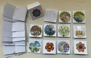 Set of 12 Pretty Floral 2x2 Mini Note Cards Gift Enclosure With Envelopes (c) - Picture 1 of 7