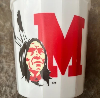 Vintage Anos 80 Miami University Ohio Redskins Logo Redhawks Cup Tumbler Tom-O-Hawk - Imagem 1 de 4