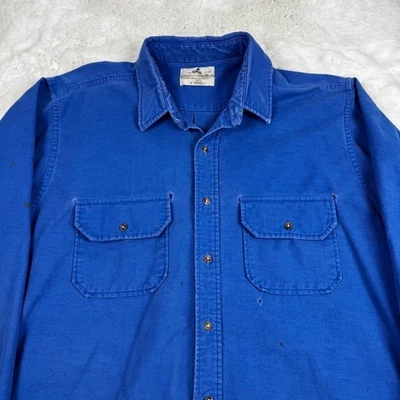 Camisa de Colección Eastern Mountain Sports Woolrich Para Hombre XXL Abotonada Manga Larga Azul Foto 1 de 4
