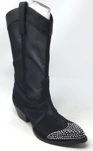 Karl Lagerfeld Paris Lakota Damen 5 schwarz Mesh Strass Zehenpartie Westernstiefel - Bild 1 von 9