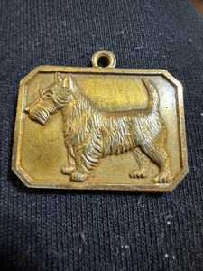 Vtg Original Genuine Rothmoor Coat Scottish Terrier Dog Tag 1" Brass - Picture 1 of 4