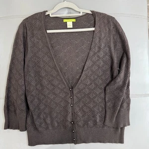 Cárdigan para mujer Sigrid Olsen XL marrón chocolate diamante seda algodón - Imagen 1 de 6
