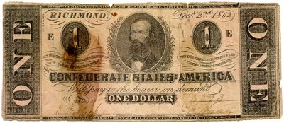 1862 $1 Richmond, VA Confederate Note Fr.#T55 - Image 1 of 2