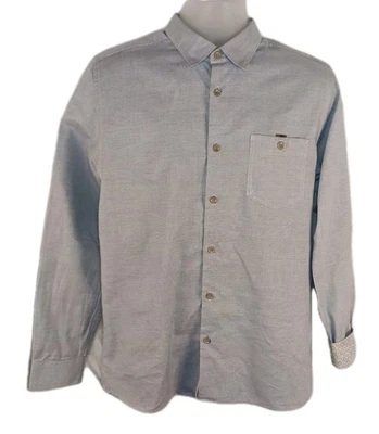 Camisa de vestir Ted Baker talla 4 puño abatible micro punto azul manga larga abotonada Foto 1 de 4