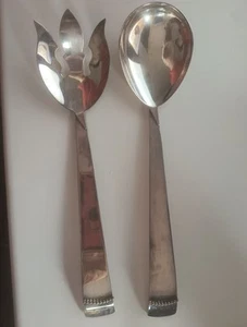 Drei Kronen Salat Servier Set Löffel & Gabel Versilbert 12 Zoll - Bild 1 von 4