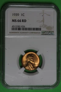 1939-P NGC MS66RD Lincoln Wheat Cent #B36674 - Picture 1 of 2