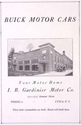 1925 Buick Motor Cars I.R. Gardinier Motor Co Utica NY Print Ad - Image 1 of 2