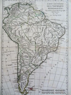 South America Brazil Peru Colombia Chile Patagonia Argentina 1781 Bonne map - Изображение 1 из 4