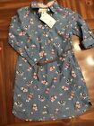 Girls 3 - 4 Blue Butterfly Chambrey Belted Dress