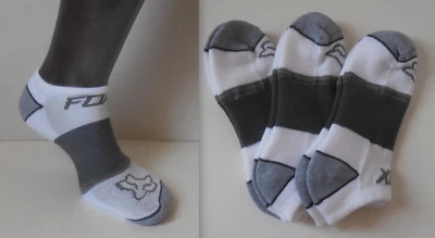 Fox Racing Tech Midi No Show Socks 3 Pack Men White/Grey/Black S/M 9-11 - Image 1 of 4