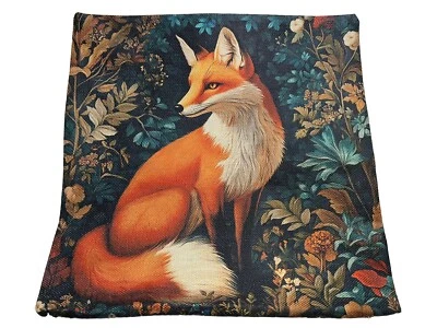 William Morris Abstract Floral Fox Design Linen Throw Pillow Cover Home Decor - Image 1 of 4