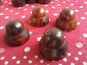 4x RoseWood Wooden HiFi Speaker CD AMP Spike Isolation Stand Feet Base  - Picture 1 of 4