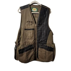 Cabelas Leather Trim Vest Mens Sleeveless Vented Jacket Size Large Hunt Fish - Picture 1 of 13