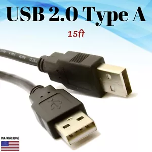 Cavo USB 2.0 Tipo A Maschio ad A Maschio Nero 15ft - Trasferimento Dati Alta Velocità - Foto 1 di 4