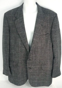 Bartlett's Men's Blazer Sport Coat 44L2 Button Front Black Gray Plaid Wool USA - Picture 1 of 10