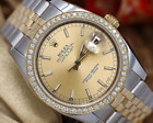 Rolex Datejust 36 Gold & Steel 116233 Watch Champagne Index Dial Diamond Bezel