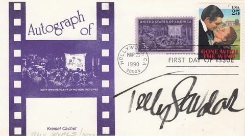US 23 MARCH 1990 MOTION PICTURE FIRST DAY COVER HAND SIGNED BY TELLY SAVALAS Cover