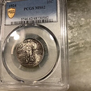1924 Silver Standing Liberty Quarter MS62 - Picture 1 of 2