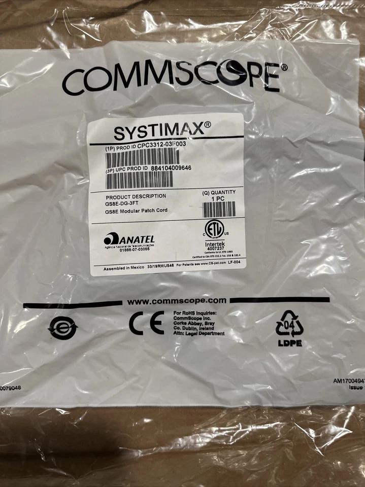 SYSTIMAX GIGASPEED XL GS8E STRANDED MODULAR PATCH CORD 3FT DARK GRAY GS8E-DG-3FT - Image 1 of 2