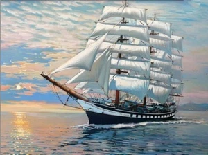 Paint By Numbers DIY Kit Tall Sailing Ship Boat 40CMx50CM Canvas - Picture 1 of 5