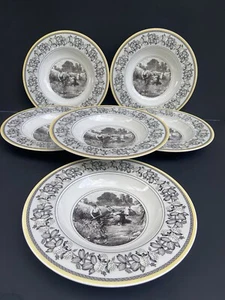 "6 cuencos de sopa Villeroy & Boch Audun Ferme Rim 9-1/2"" Country Farm borde amarillo NUEVO - Imagen 1 de 24