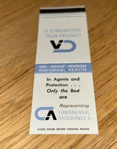Vecchia copertina matchbook COMPAGNIA DI ASSICURAZIONE CONTINENTALE - Foto 1 di 3