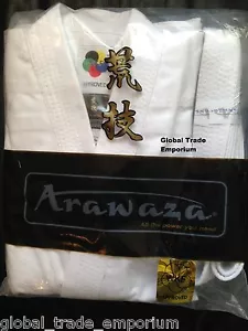 ARAWAZA WHITE ADULT WKF KARATE SUIT GI UNIFORM MIDDLEWEIGHT 10oz - Picture 1 of 2