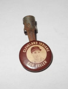 1949 Baseball Cleveland Indians Celluloid Pencil Clip Pin Button Coin Bob Feller - Picture 1 of 2