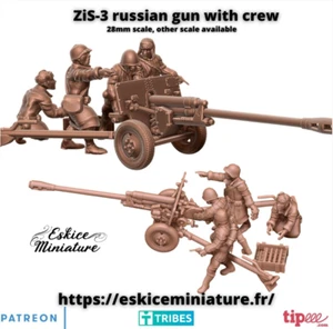 WW2 Russian Zi5-3 Gun w/ Crew Set (3D PRINTED) - Picture 1 of 2