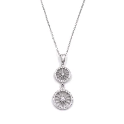 Collana con Ciondolo Ruota di Carro Siciliano in Argento 925 e Zirconi Bianchi - Immagine 1 di 4