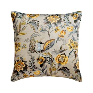 Grey & Yellow Decorative Throw Pillow Cover, 16"x16" Satin Cushion-Peacock Beau - Picture 1 of 3
