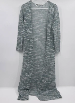 Cárdigan Soft Surroundings Mujer XS Verde Tejido Abierto Largo Suéter Metálico Boho Foto 1 de 4
