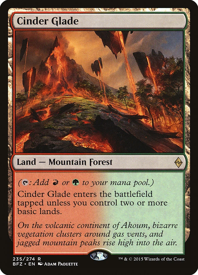 Cinder Glade Battle for Zendikar MTG Magic the Gathering Excellent 2Fire Games - Image 1 of 1
