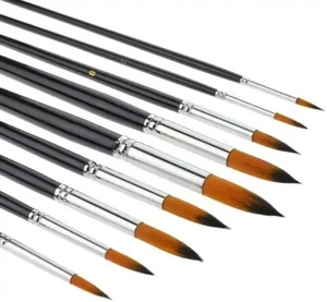 9 Pcs round Hair Detail Paint Brush with Squirrel Hair Watercolor Paint Brushes - Picture 1 of 11