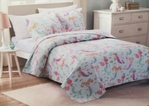 2 pc Ivy Hill Home Kids Mermaid Twin Quilt & Sham Set NIP - Picture 1 of 11