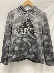 Adidas Grey Camo Boys Pullover Hoodie Size Large (14/16) - Picture 1 of 8
