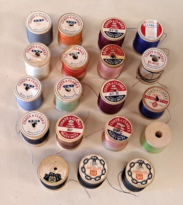 Lot Of 19 J&P Coats, Coats & Clark, Clark's Fastboil Thread Wood Spool  (B4) - Image 1 of 4