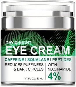 Caffeine Eye Cream Squalane + Peptides Puffiness Dark Circles Under Eye Bags - Picture 1 of 8