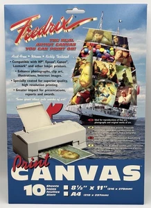 Fredrix Print Canvas for Inkjet Printing Acid Free 8.5 X 11 ~ 10 Sheets A4 - Picture 1 of 6