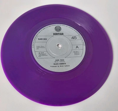 Black Sabbath- Hard Road:   7 " Single,  Vertigo 1978 , Purple Vinyl , VG + - Image 1 of 2