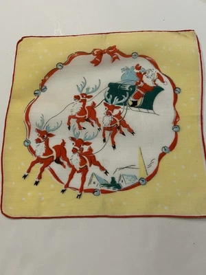 Santa In His Sleigh Flying Over The Houses Hankie - Image 1 of 2