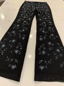 Vintage Laundry Shelli Segal Perlen Baumwollhose schwarz, grau Damengröße 6 " - Bild 1 von 9