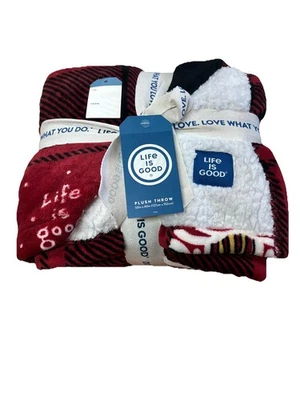 Life is Good одеяло щенок собаки плюшевый шерпа плед новый с Ярлыками - Изображение 1 из 2