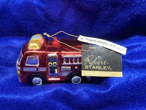 Robert Stanley 2018 mundgeblasenes Glas rot Feuerwehr LKW Ornament - Bild 1 von 6