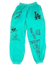 Maybe Crazy Jogginghose Herren Large Grün Grafik Jogger Fleece Gefüttert Streetwear - Bild 1 von 9