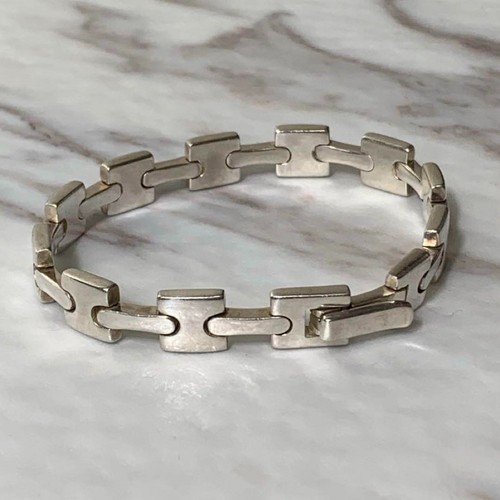 HERMÈS Bracciale Gucci Vintage Argento 925 H Link Made in Italy Uomo Donna Gioielli Moda