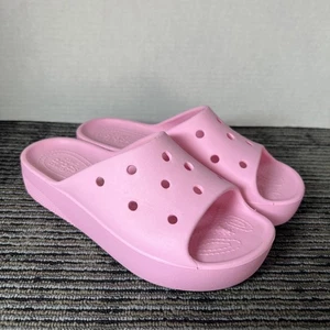 Crocs Womens Classic Slide Platform Sandals, Size 10 Flamingo Pink New - Picture 1 of 6