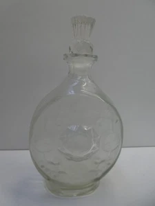 VINTAGE PRESSED GLASS BOTTLE DECANTER THISTLE STOPPER - Picture 1 of 9