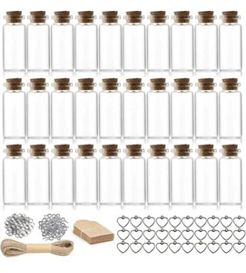 30 x 10ml Mini Glass Bottles with Cork Stopper Wedding Favours Glass Spell Jars - Picture 1 of 3